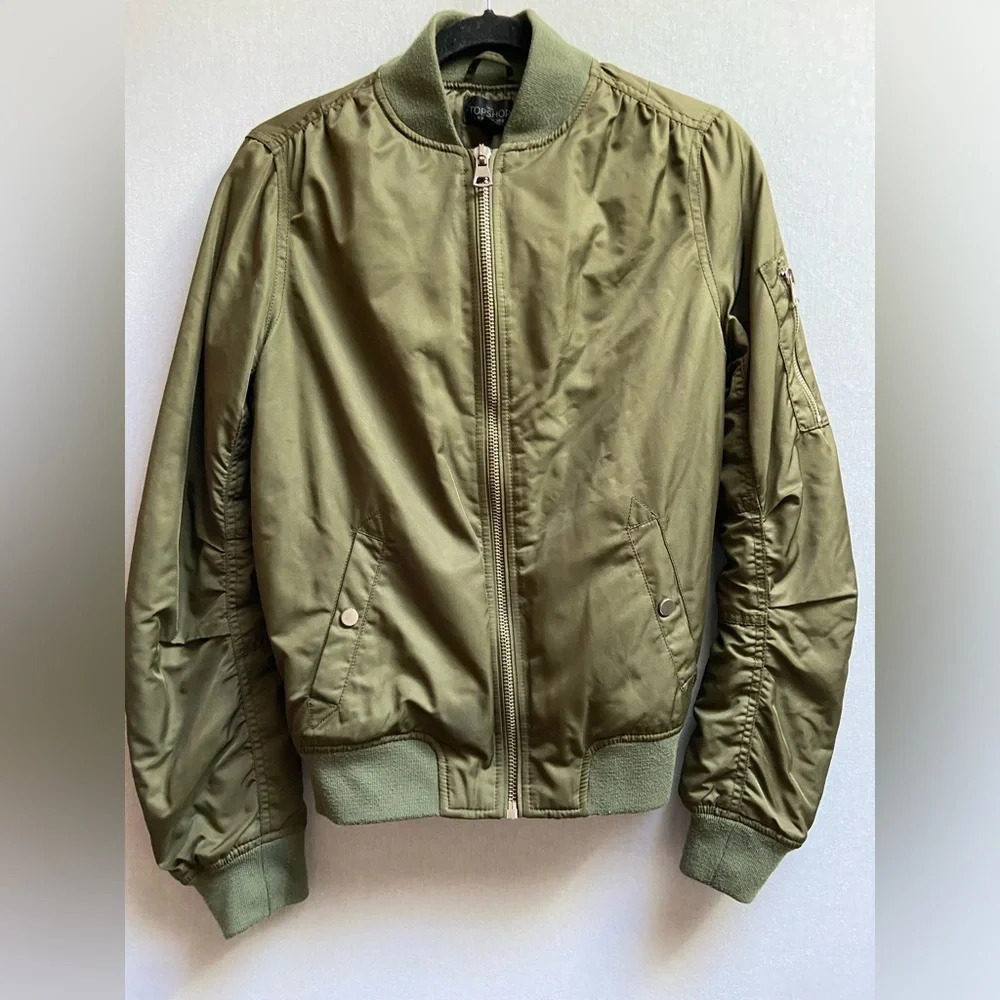 Topshop Olive Green Flight Bomber Jacket S